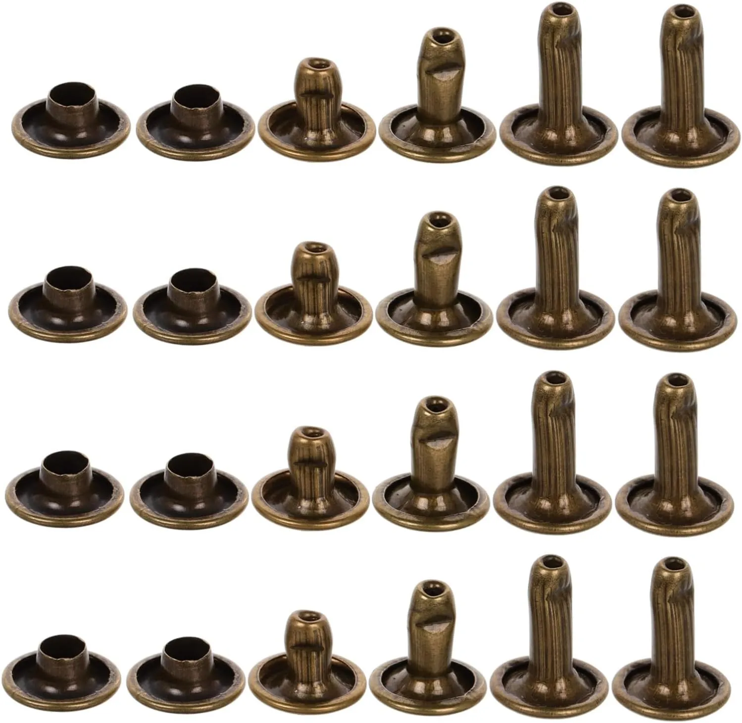 120 Sets Metal Tubular Rivets Double Cap Fasteners for Leather DIY Crafts Efficient Storage Box Durable Variety for Bags Hats Shoes Clothing Repair and Decoration