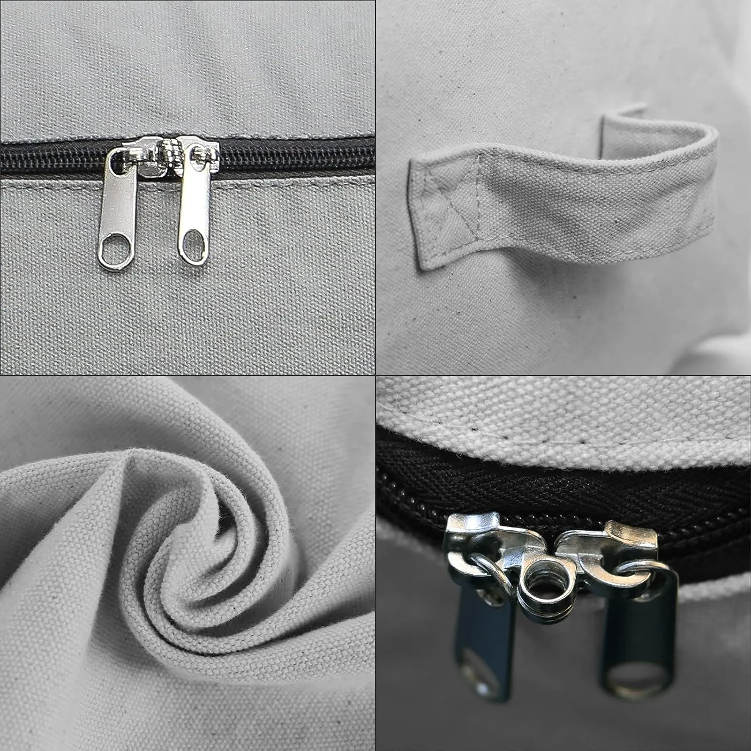 2PCS Durable Cotton Canvas, Soft Space Save Storage Bag Wardrobe Organizer with Handle & Zipper for Beddings, Comforters, Pillows, Blankets, Clothes, 25.618.58.7inch, Light Gray