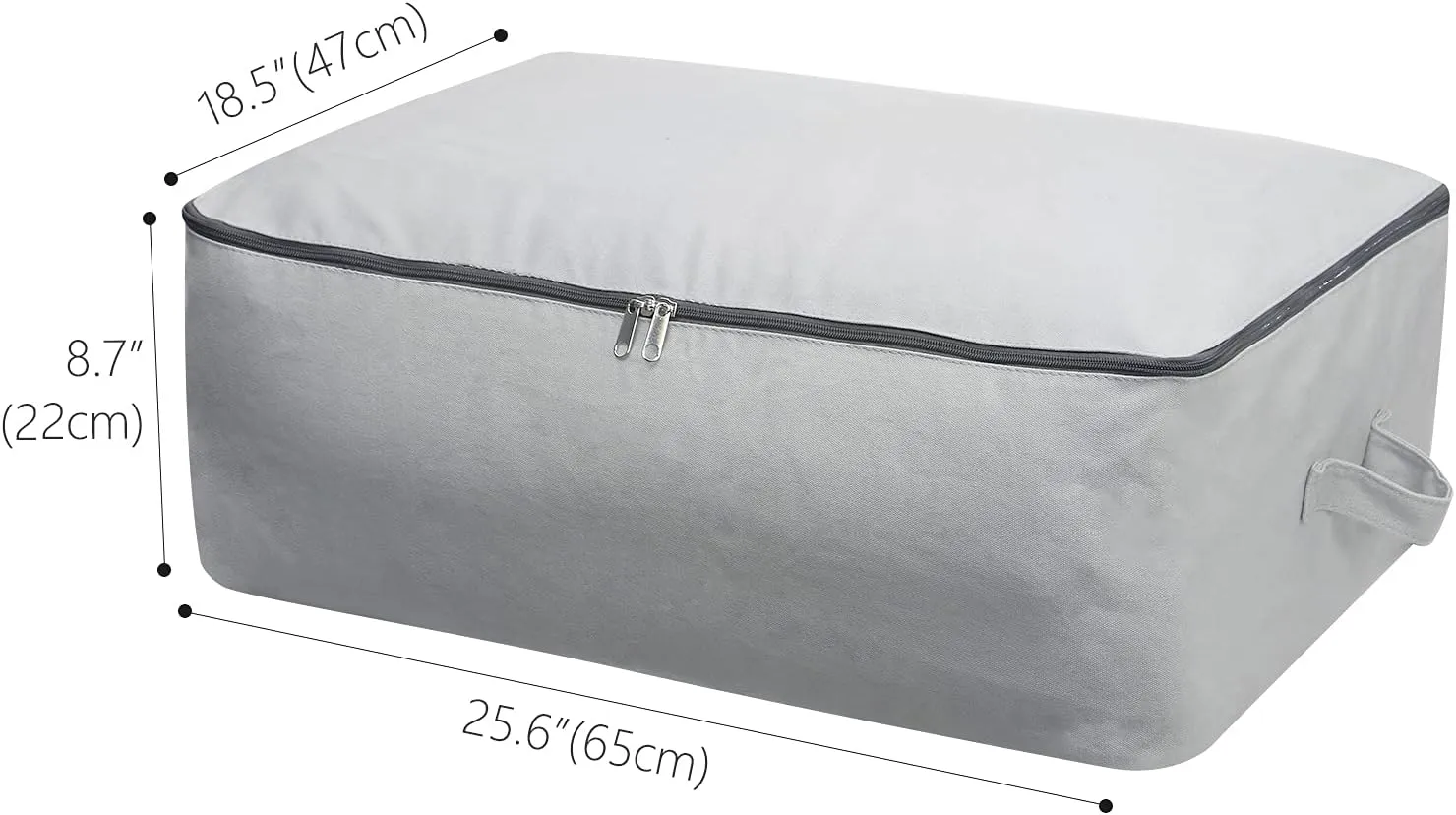 2PCS Durable Cotton Canvas, Soft Space Save Storage Bag Wardrobe Organizer with Handle & Zipper for Beddings, Comforters, Pillows, Blankets, Clothes, 25.618.58.7inch, Light Gray