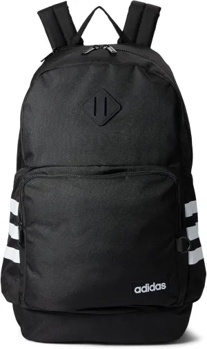 adidas Classic 3-Stripe Durable Backpack Student Athletic Sport Laptop Book Bag, Black/White/4.0, One Size