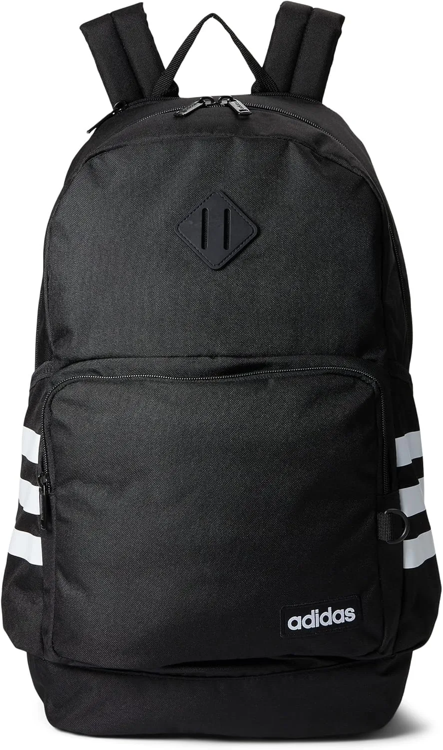 adidas Classic 3-Stripe Durable Backpack Student Athletic Sport Laptop Book Bag, Black/White/4.0, One Size