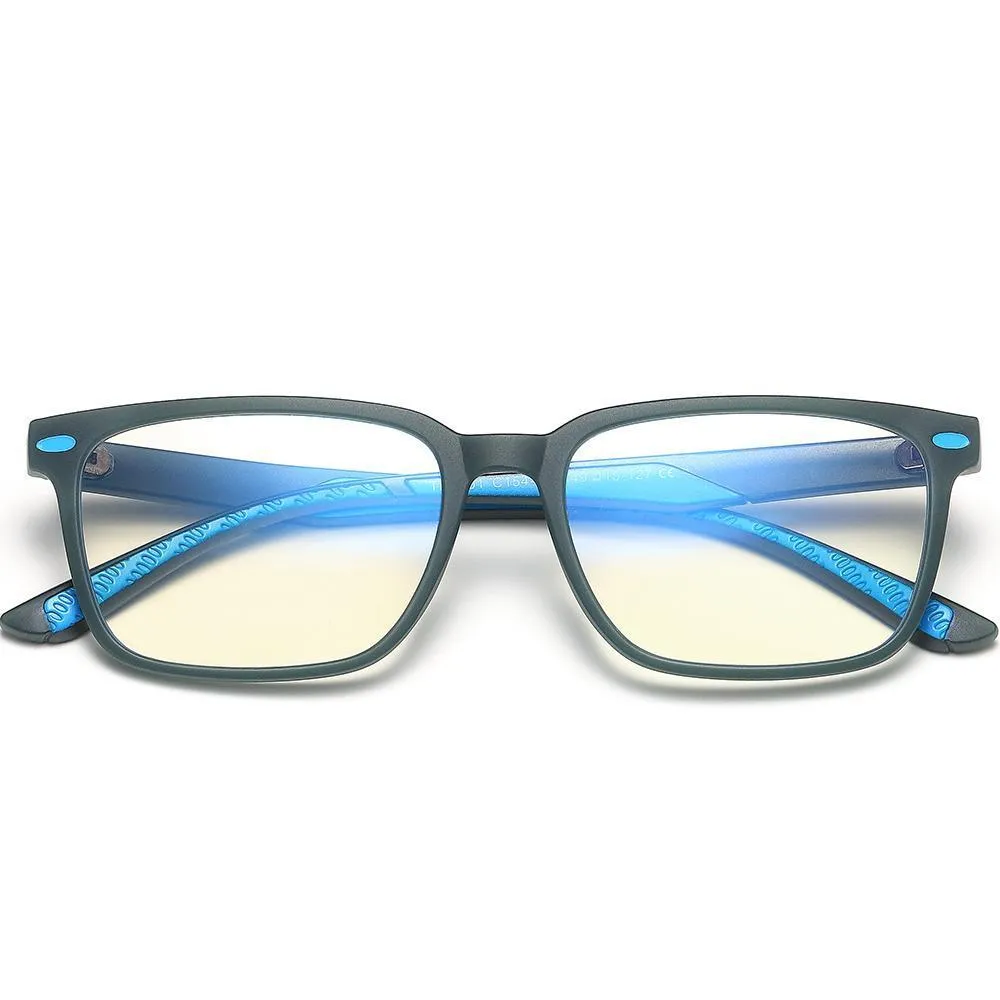 Angle - (Age 7-12)Children Blue Light Blocking Computer Reading Gaming Glasses-Demi Dark Green