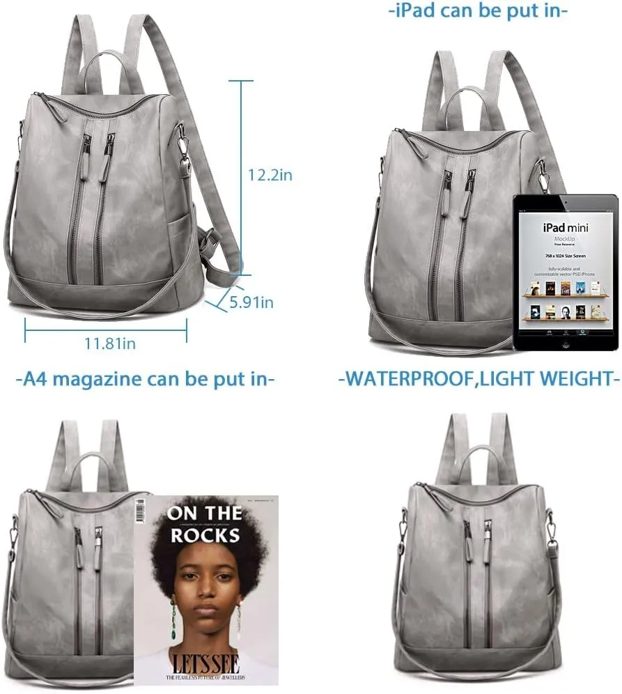 Backpack Purse for Women, Women Backpack Purse Small Leather Waterproof Anti-theft Shoulder Bags Handbags Ladies