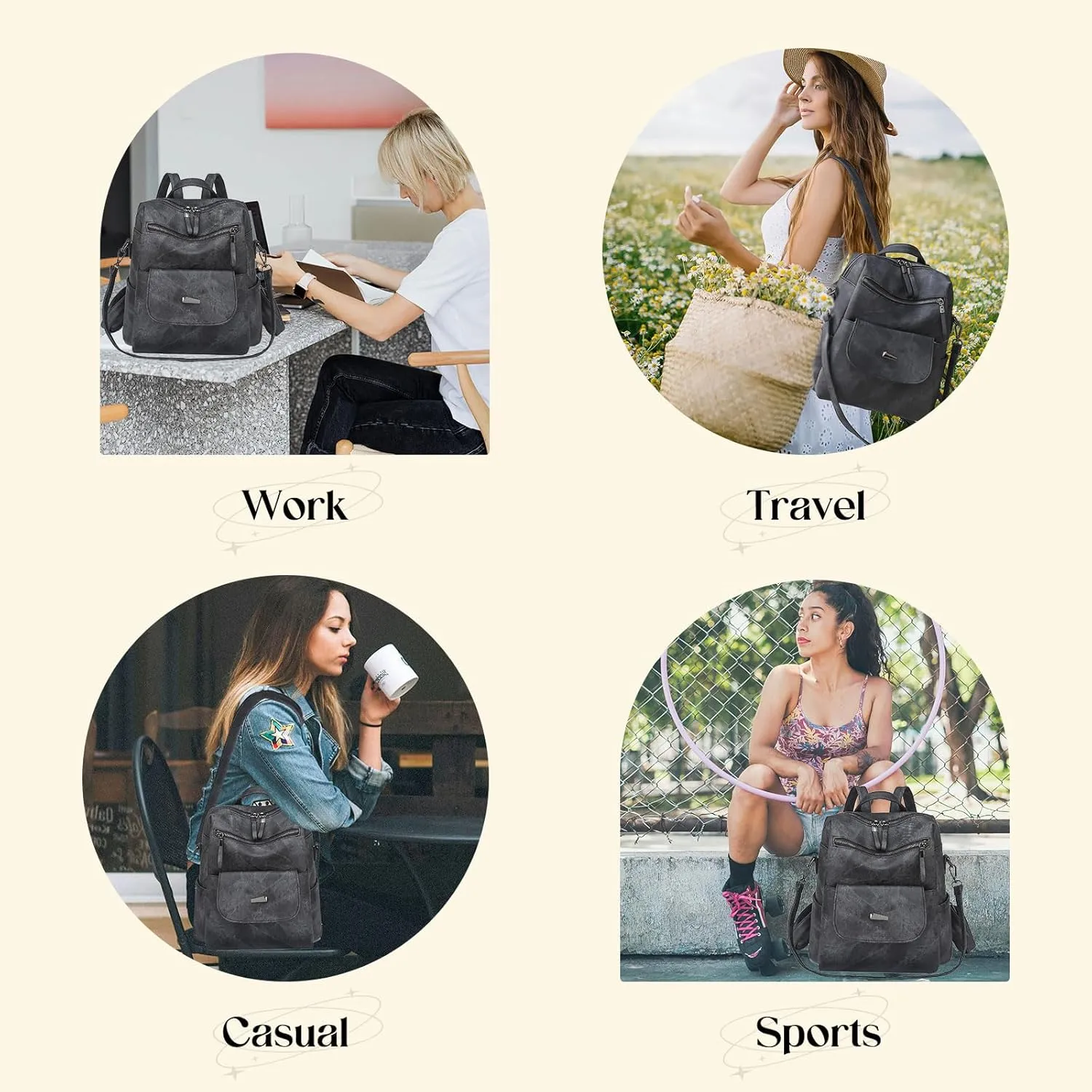Backpack Purse for Women, Women Backpack Purse Small Leather Waterproof Anti-theft Shoulder Bags Handbags Ladies