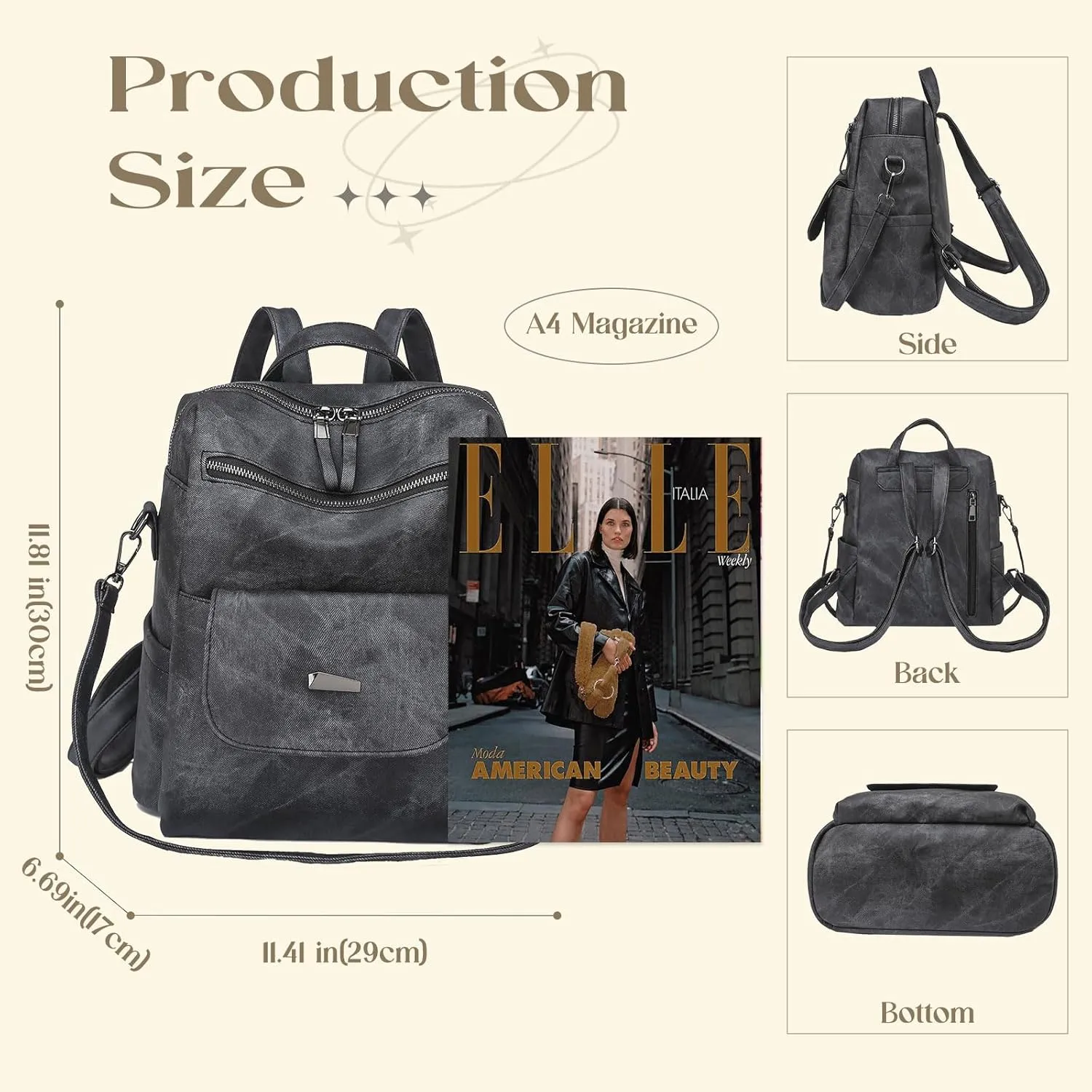 Backpack Purse for Women, Women Backpack Purse Small Leather Waterproof Anti-theft Shoulder Bags Handbags Ladies