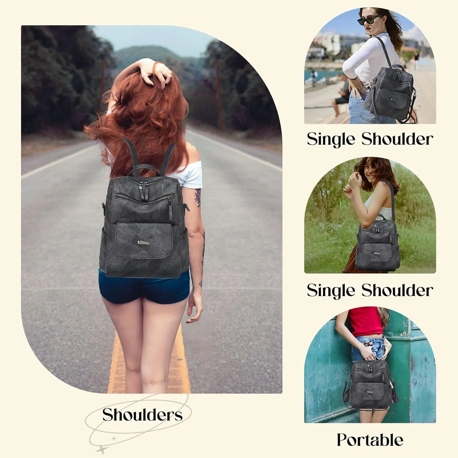 Backpack Purse for Women, Women Backpack Purse Small Leather Waterproof Anti-theft Shoulder Bags Handbags Ladies