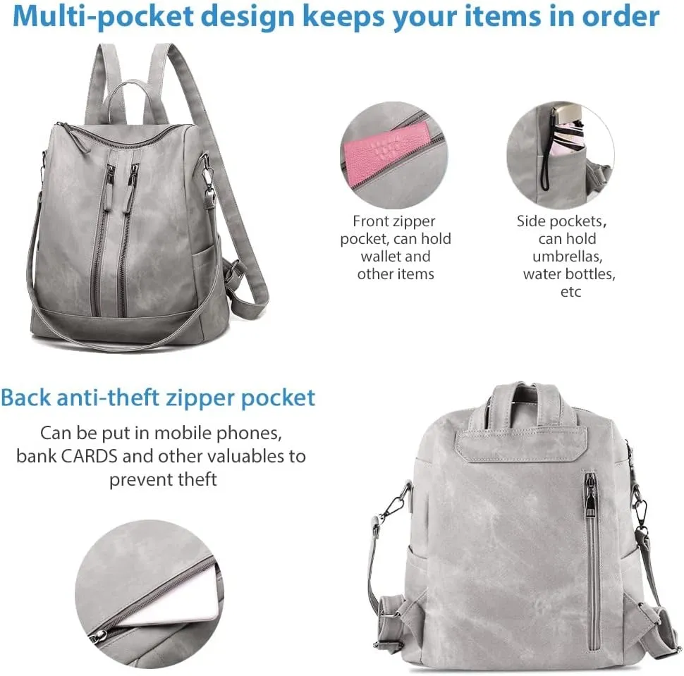 Backpack Purse for Women, Women Backpack Purse Small Leather Waterproof Anti-theft Shoulder Bags Handbags Ladies