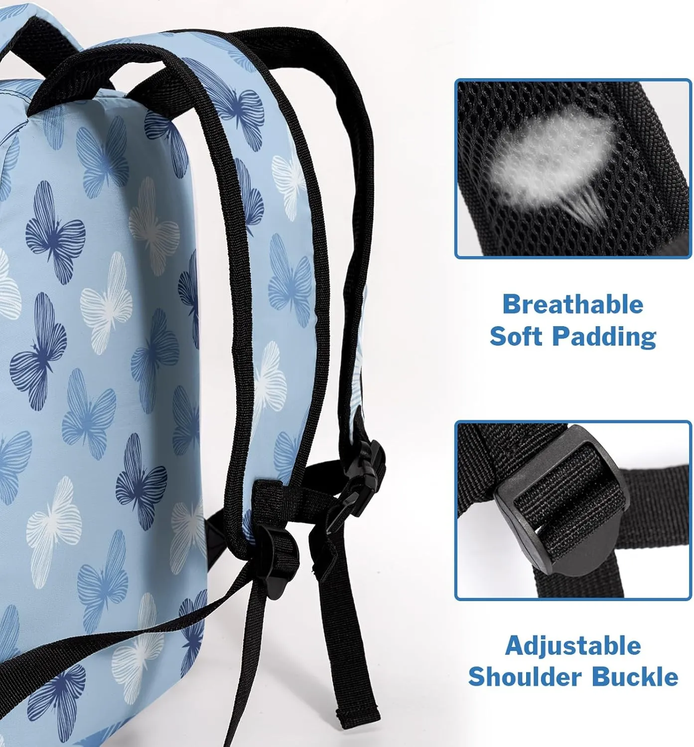 Blue Butterfly Backpack Cute Butterflies Kids Bookbags for Girls Boys Elementary Primary School Bag Preschool Kindergarten Lightweight Students Back Pack for Teen Child