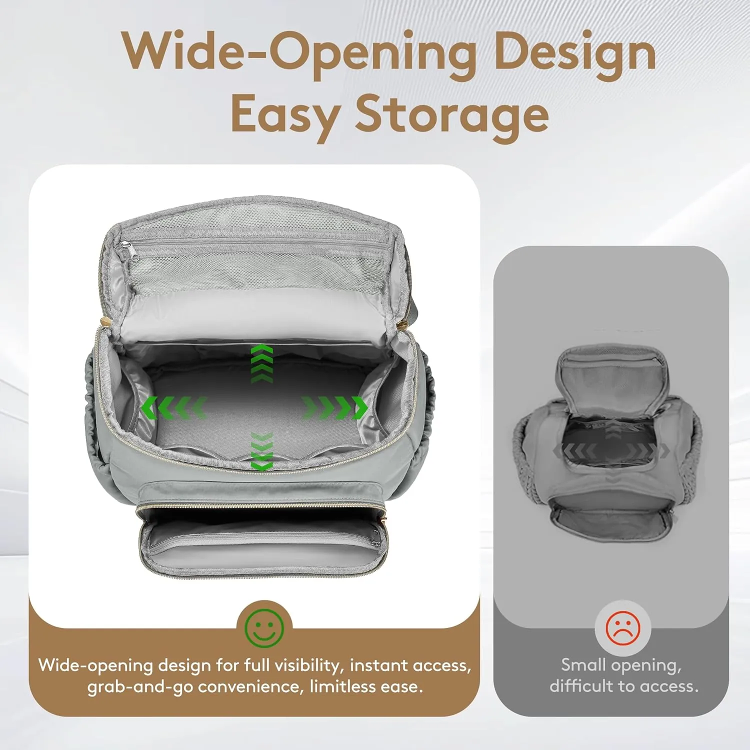 Compact Diaper Bag Backpack  Lightweight & Waterproof Baby Bag for Moms & Dads, Includes Changing Pad & Stroller Straps, Small Travel Diaper Backpack for Daily Use-Grey