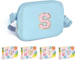 COSHAYSOO Blue Belt Bag Fanny Pack Crossbody 7th 8th 9th 10th 11th 12th 13th 14th 15th 16th 17th 18th 19th 20th 21st Birthday Gifts for Girls Sister Daughter Unique Personalized Initial Letter S
