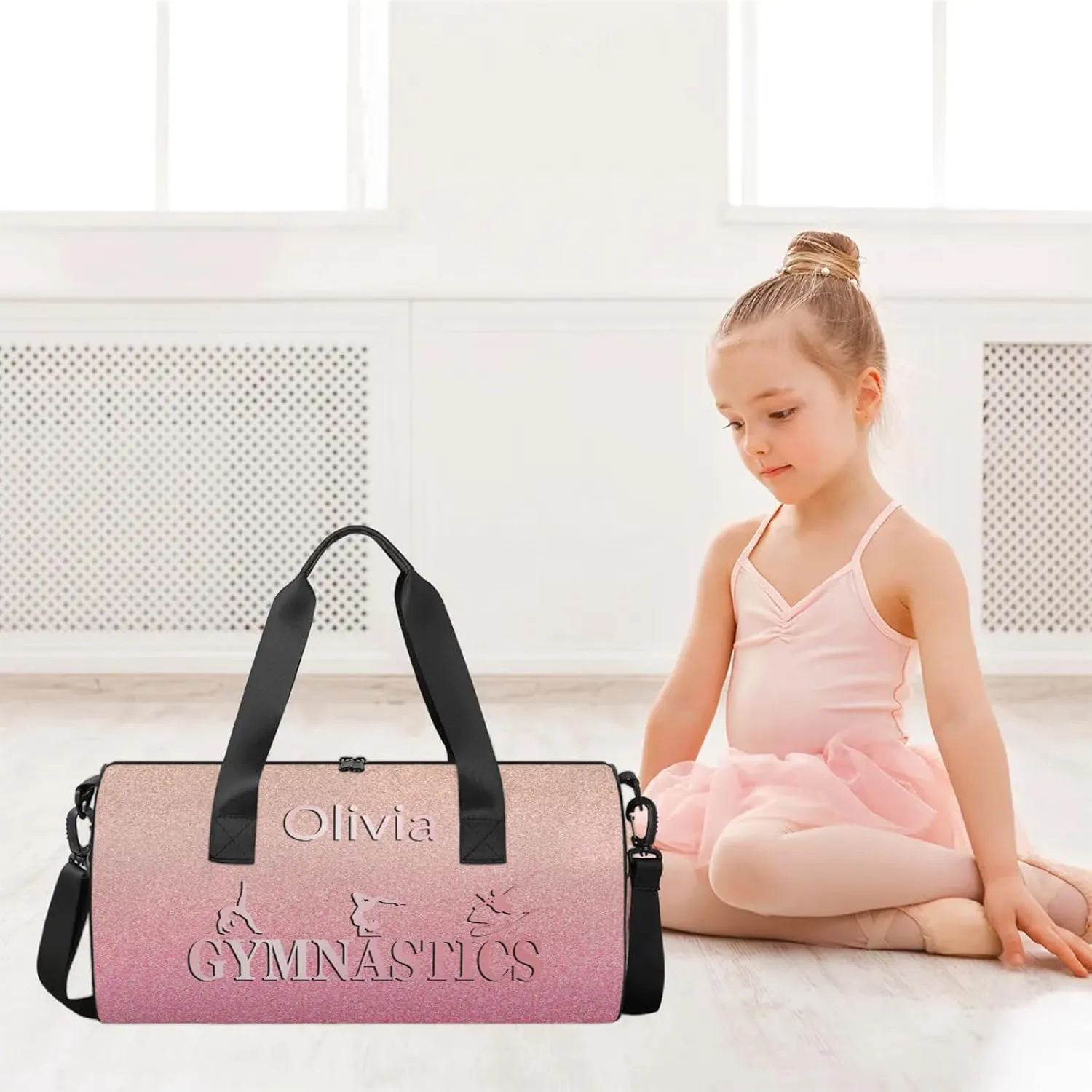 Custom Gymnastics Duffel Bag Round Personalized Name Dance Ballet Bags Waterproof