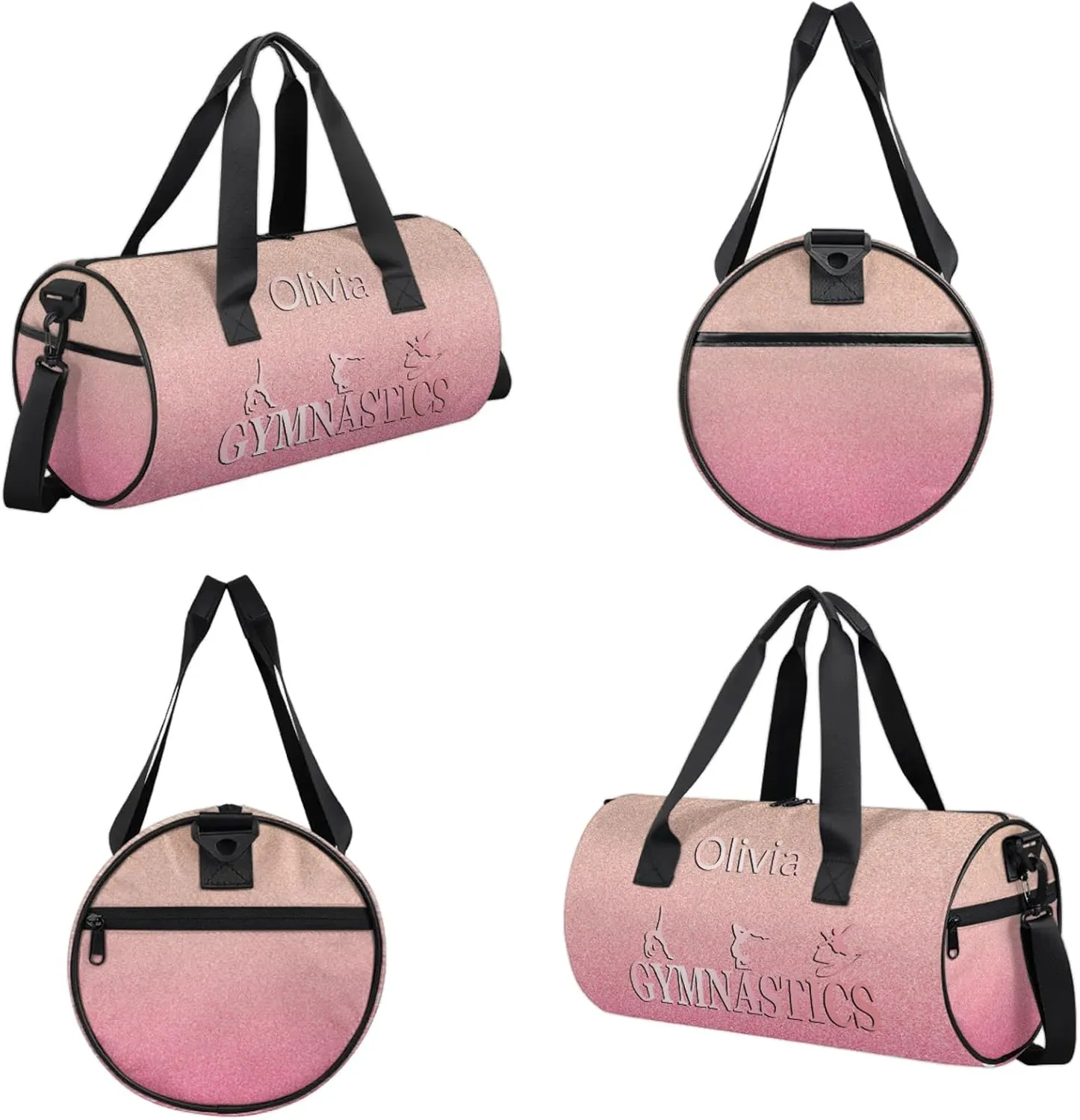 Custom Gymnastics Duffel Bag Round Personalized Name Dance Ballet Bags Waterproof