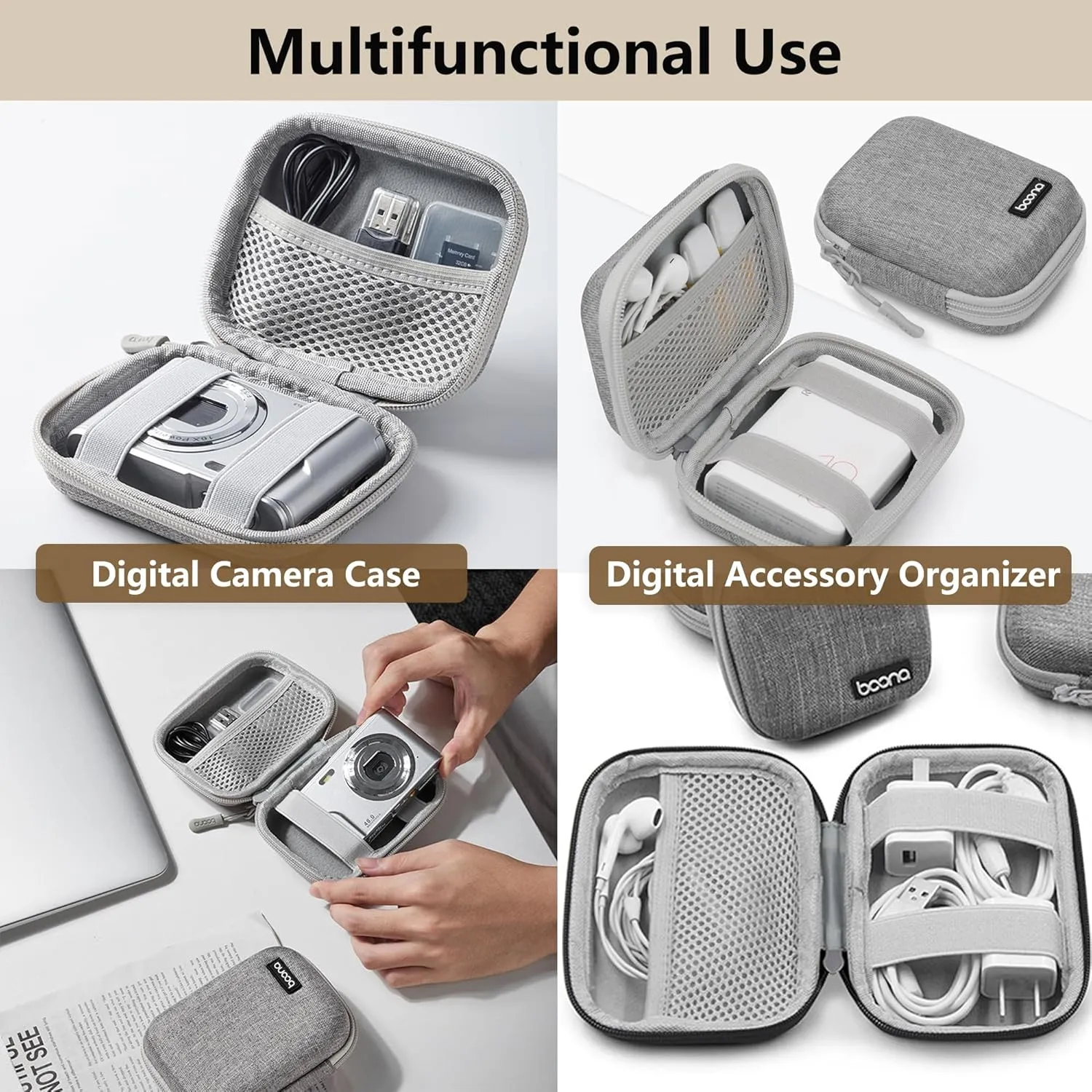 Digital Camera Case for CAMKORY, KODAK PIXPRO FZ45/FZ55, Canon IXUS 285 HS, Lecran, Small Travel Compact Camera Holder with Mesh Pocket for Accessories SD Card (Black-PU)