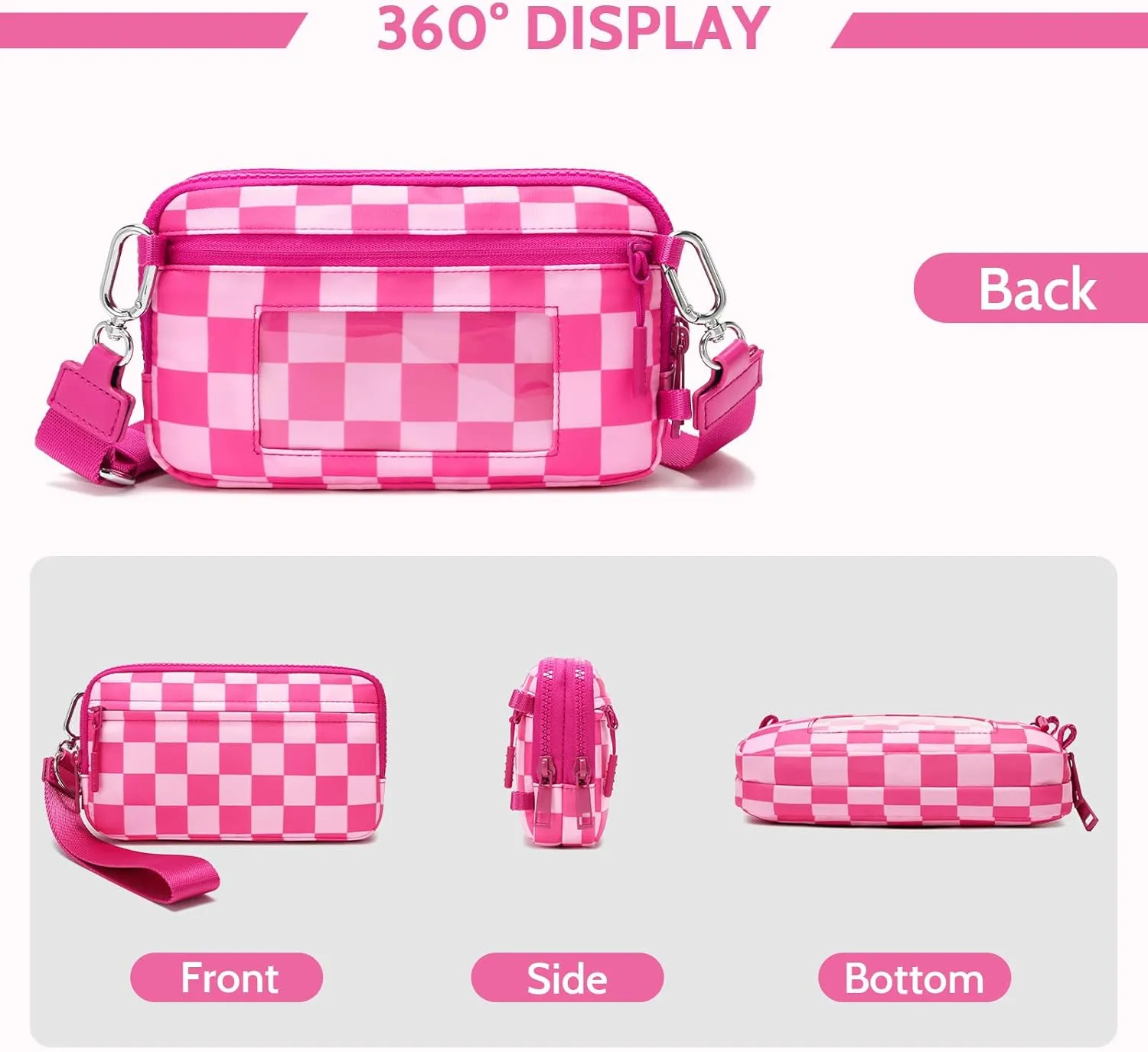 FODOKO Wristlet wallets for women Nylon Quilted Wallet with 4 Zippers,Travel Credit Card,Holder Cell Phone Organizer,coin purse
