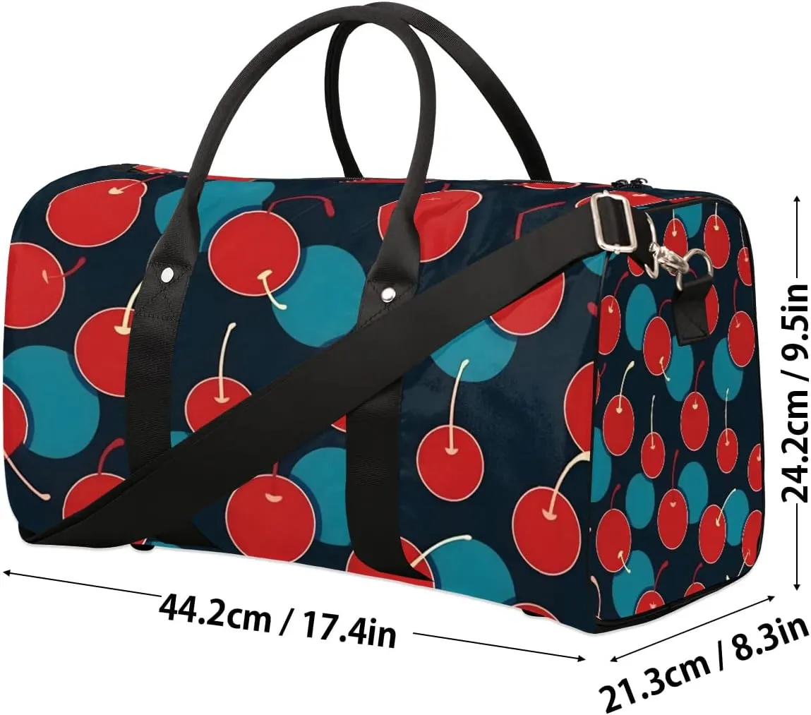 Foldable Travel Bag Cherries Printed Lightweight Carry On Bags for Airplanes Waterproof Travel Duffle Bag For Gym Weekend Overnight