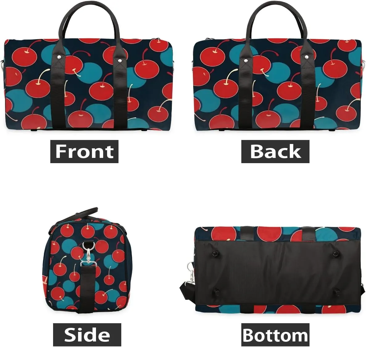 Foldable Travel Bag Cherries Printed Lightweight Carry On Bags for Airplanes Waterproof Travel Duffle Bag For Gym Weekend Overnight