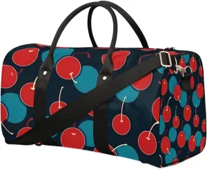 Foldable Travel Bag Cherries Printed Lightweight Carry On Bags for Airplanes Waterproof Travel Duffle Bag For Gym Weekend Overnight
