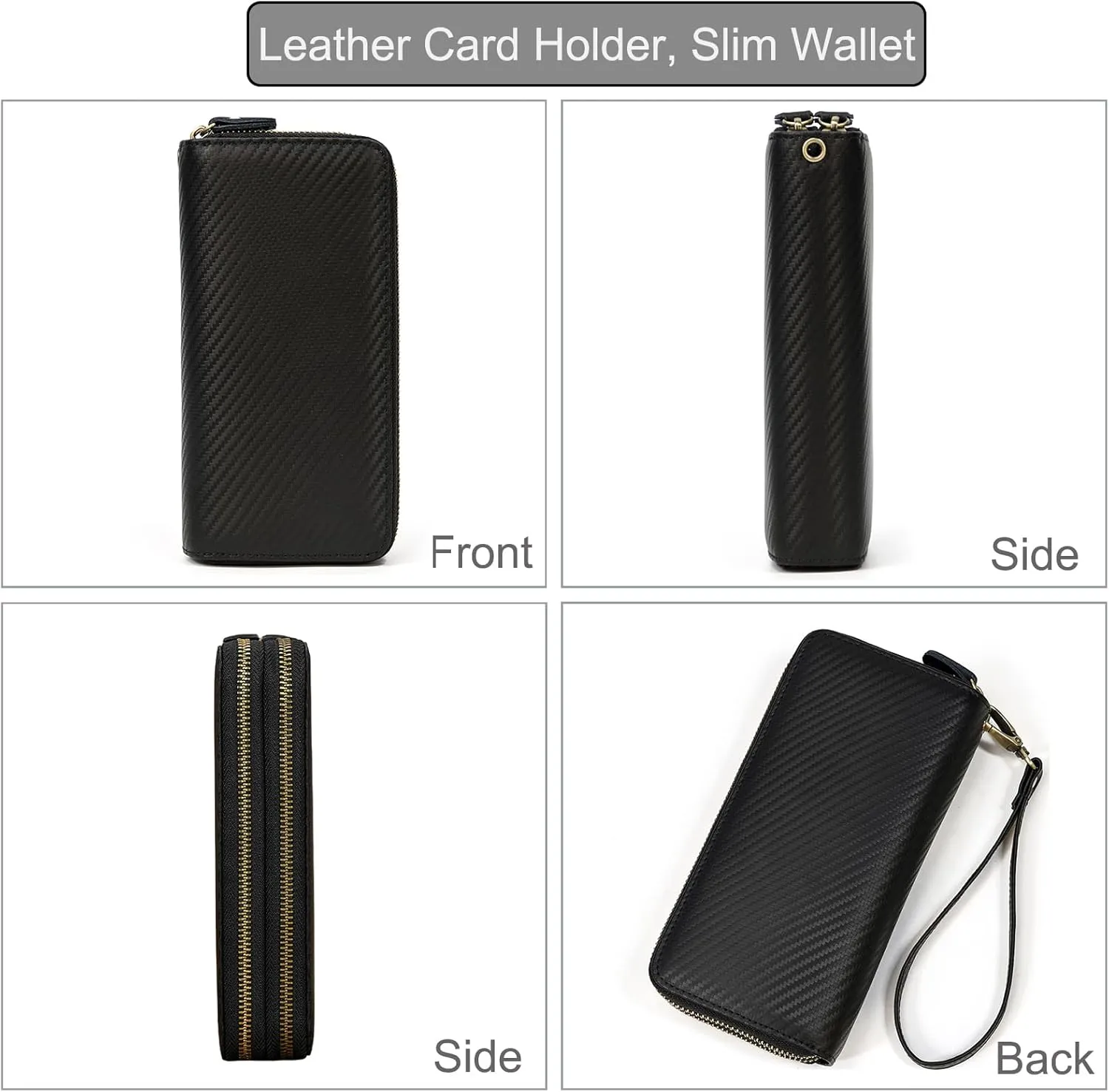 Genuine Leather Long Wallet for Men, Large Capacity Purse Clutch Bag Handbag Checkbook Cash Credit Cards Phone Holder
