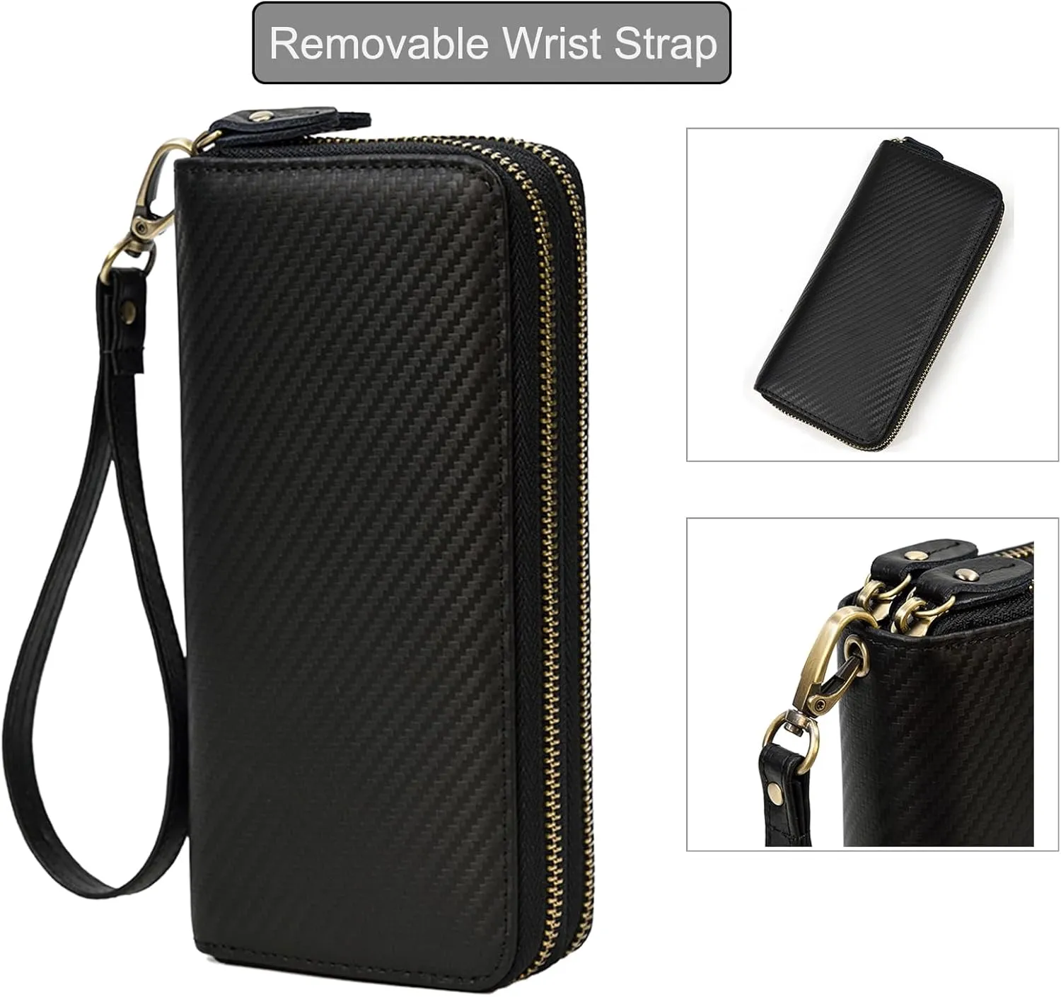 Genuine Leather Long Wallet for Men, Large Capacity Purse Clutch Bag Handbag Checkbook Cash Credit Cards Phone Holder