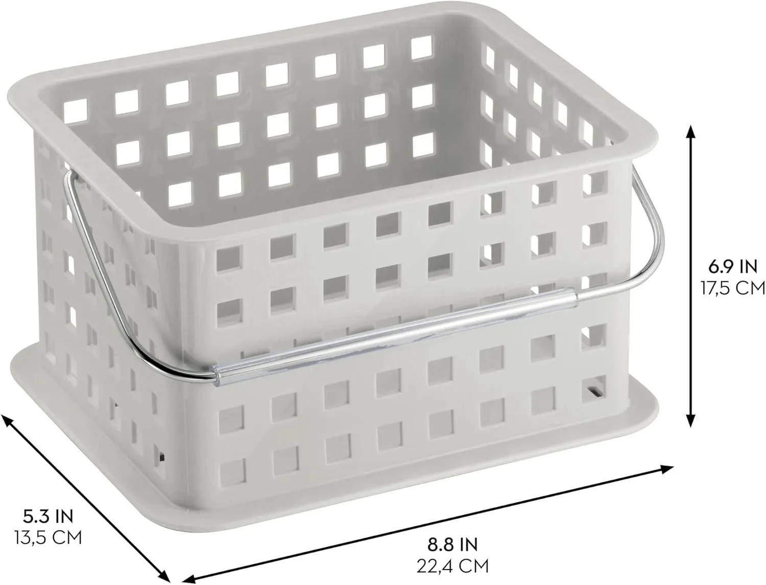 iDesign Shower Caddy Basket with Handle for Bathroom or College Dorm, Light Gray, Made in USA