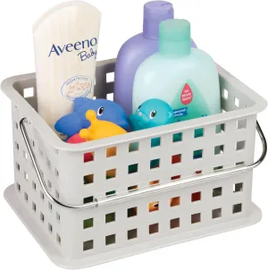 iDesign Shower Caddy Basket with Handle for Bathroom or College Dorm, Light Gray, Made in USA