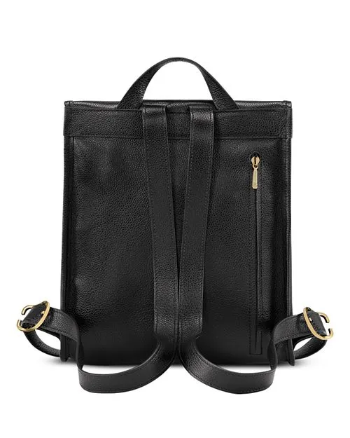 Le Foulon&;eacute; Longchamp Leather Backpack with Top Zip, Black