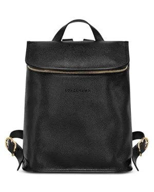 Le Foulon&;eacute; Longchamp Leather Backpack with Top Zip, Black