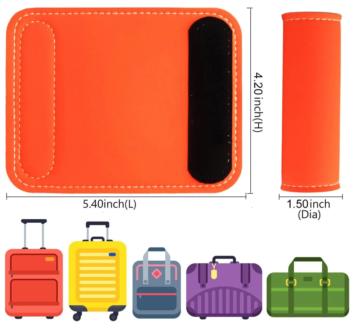 Luggage Handle Wrap-5 Pack Luggage Handle Wraps for Suitcase/Carry on/Bag/Car Neon Luggage Identfiers Travel Accessories for Luggage (Neon Orange)