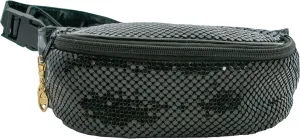 Metal Chainmail Mesh Fanny Pack With Adjustable Waist/Cross-body Belt (Black)