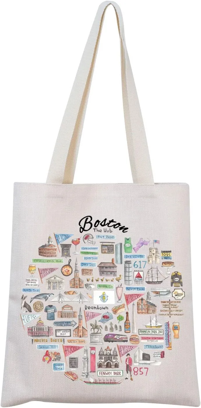 MNIGIU Boston Tote - Souvenir Travel Bag & Housewarming Gift