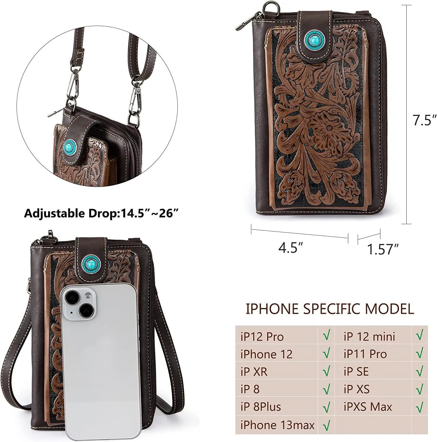 Montana West Small Crossbody Bags for Women Western Handbag with Cash Slots