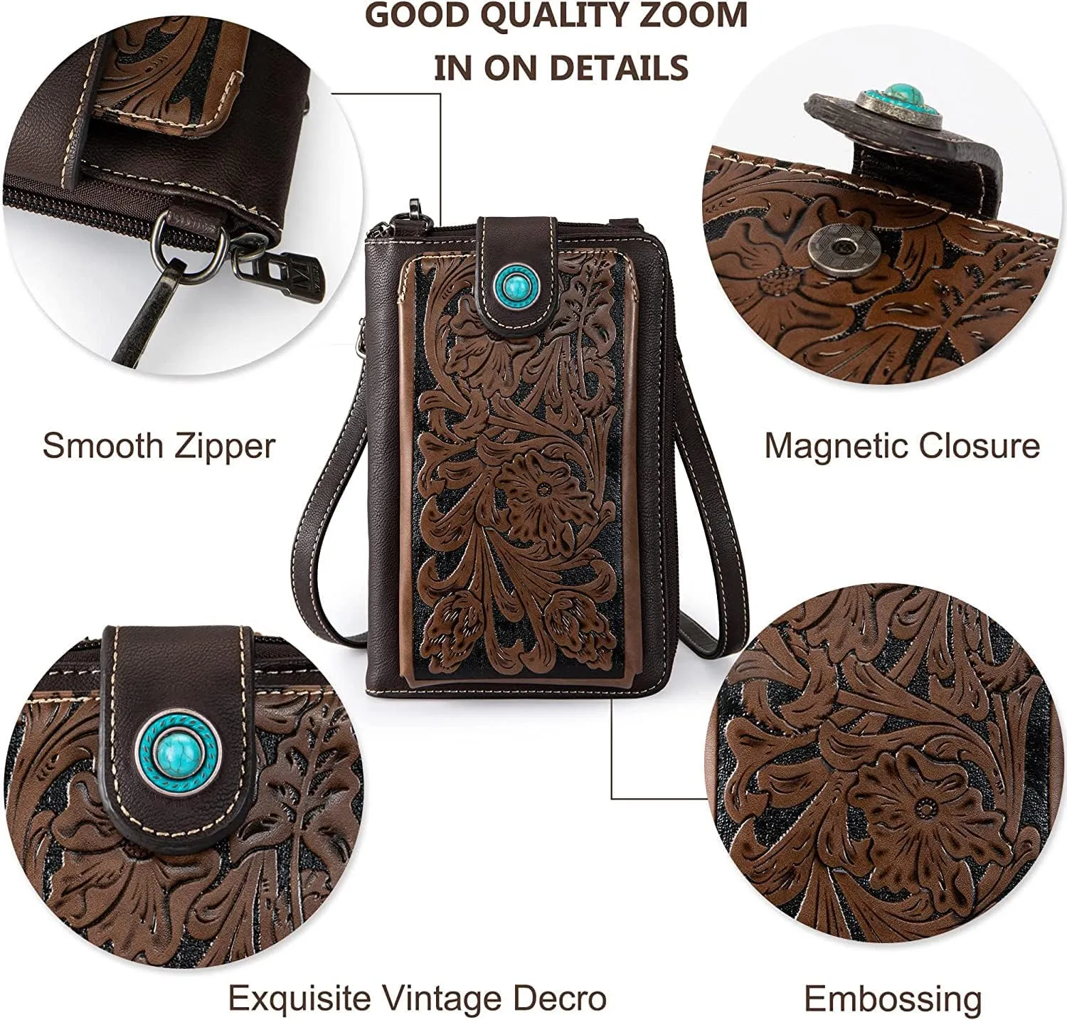 Montana West Small Crossbody Bags for Women Western Handbag with Cash Slots