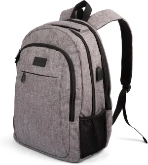 (Not Made In China) Travel Laptop Backpack, Water Resistant and Anti-Theft Carry On Bookbag With USB Charging Port, Fits up to 15.6 Inch Computer, Bookbag For Men Women (Magellan, Gray, 1 Pack)