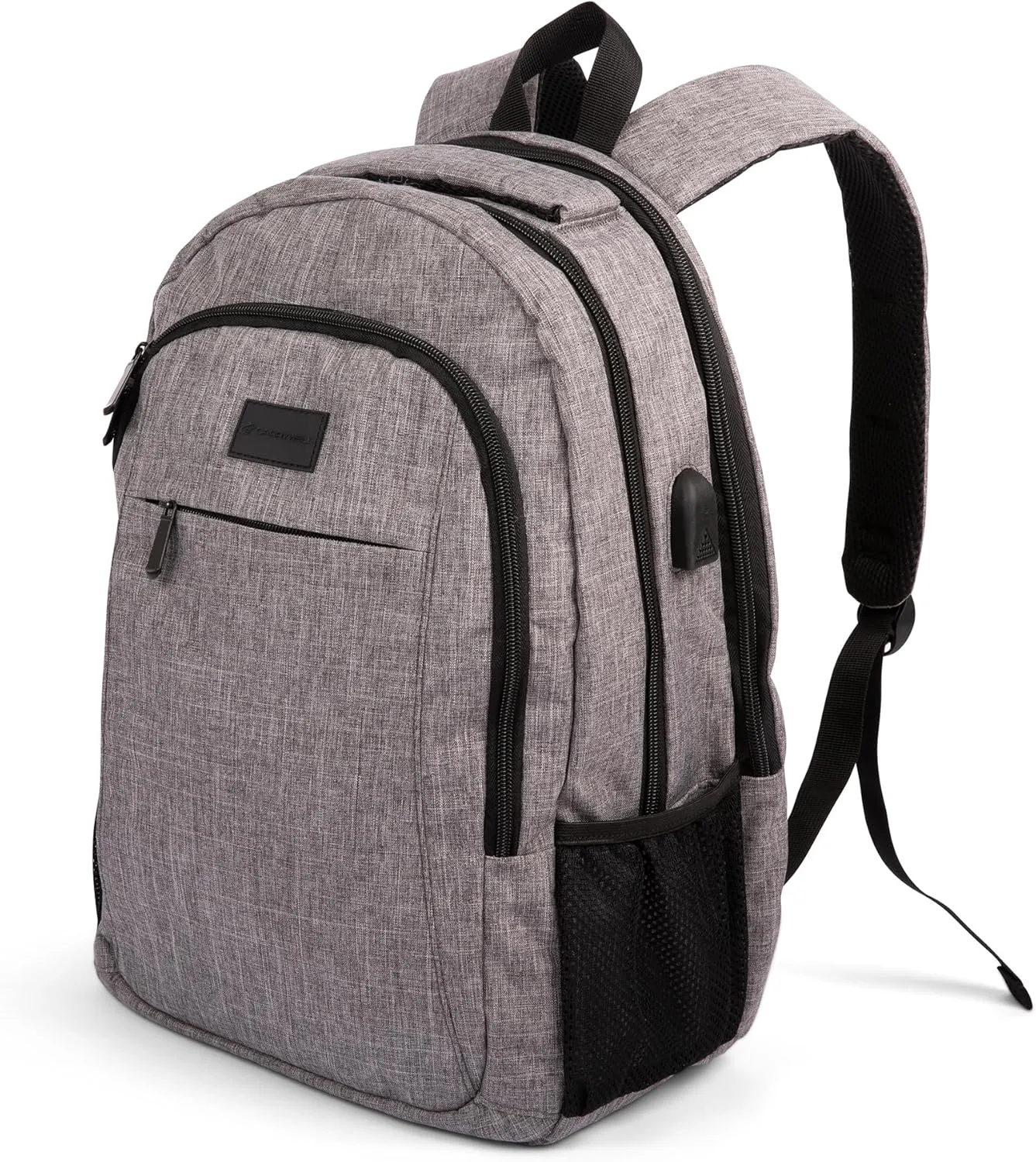 (Not Made In China) Travel Laptop Backpack, Water Resistant and Anti-Theft Carry On Bookbag With USB Charging Port, Fits up to 15.6 Inch Computer, Bookbag For Men Women (Magellan, Gray, 1 Pack)