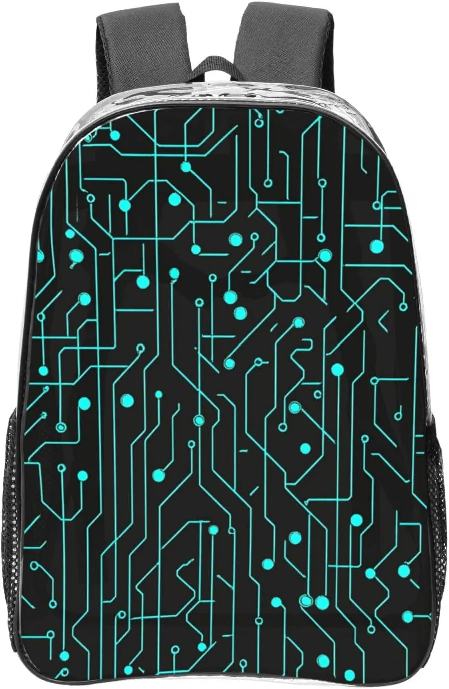 OSAM SPACE Circuit Board Blue Clear Backpack for Stadium Events Heavy Duty PVC Transparent Backpack See Through Bag Large Capacity Clear Backpacks for Women Men (16Inch)