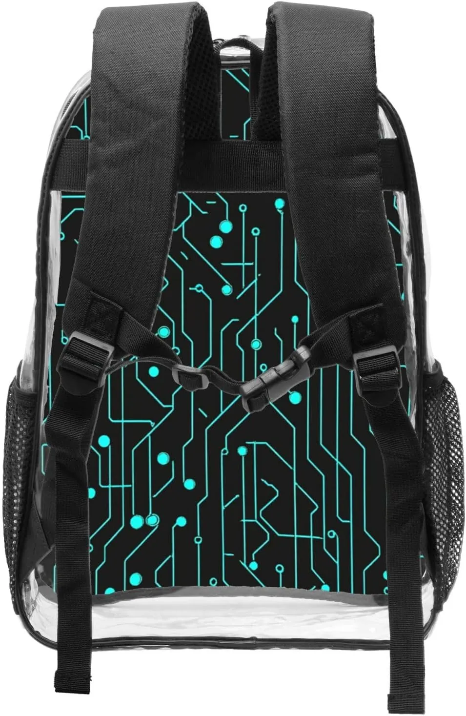 OSAM SPACE Circuit Board Blue Clear Backpack for Stadium Events Heavy Duty PVC Transparent Backpack See Through Bag Large Capacity Clear Backpacks for Women Men (16Inch)