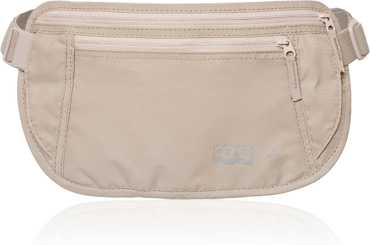 Peak Gear Money Belt for Travel - Large Size with RFID Blocking, Water-Resistant Nylon, and YKK Zippers (Beige, Large)
