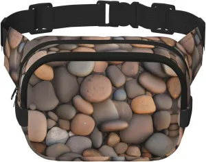 Pebbles in the beach print Crossbody Bag Unisex - Square Double Layer Waist Bag Everywhere Fanny Pack Purse with Adjustable Strap