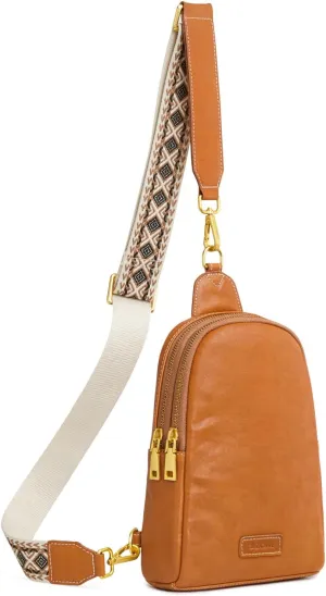 S-ZONE Leather Crossbody Bags for Women Sling Bag RFID Anti Theft Shoulder Purse Fanny Pack