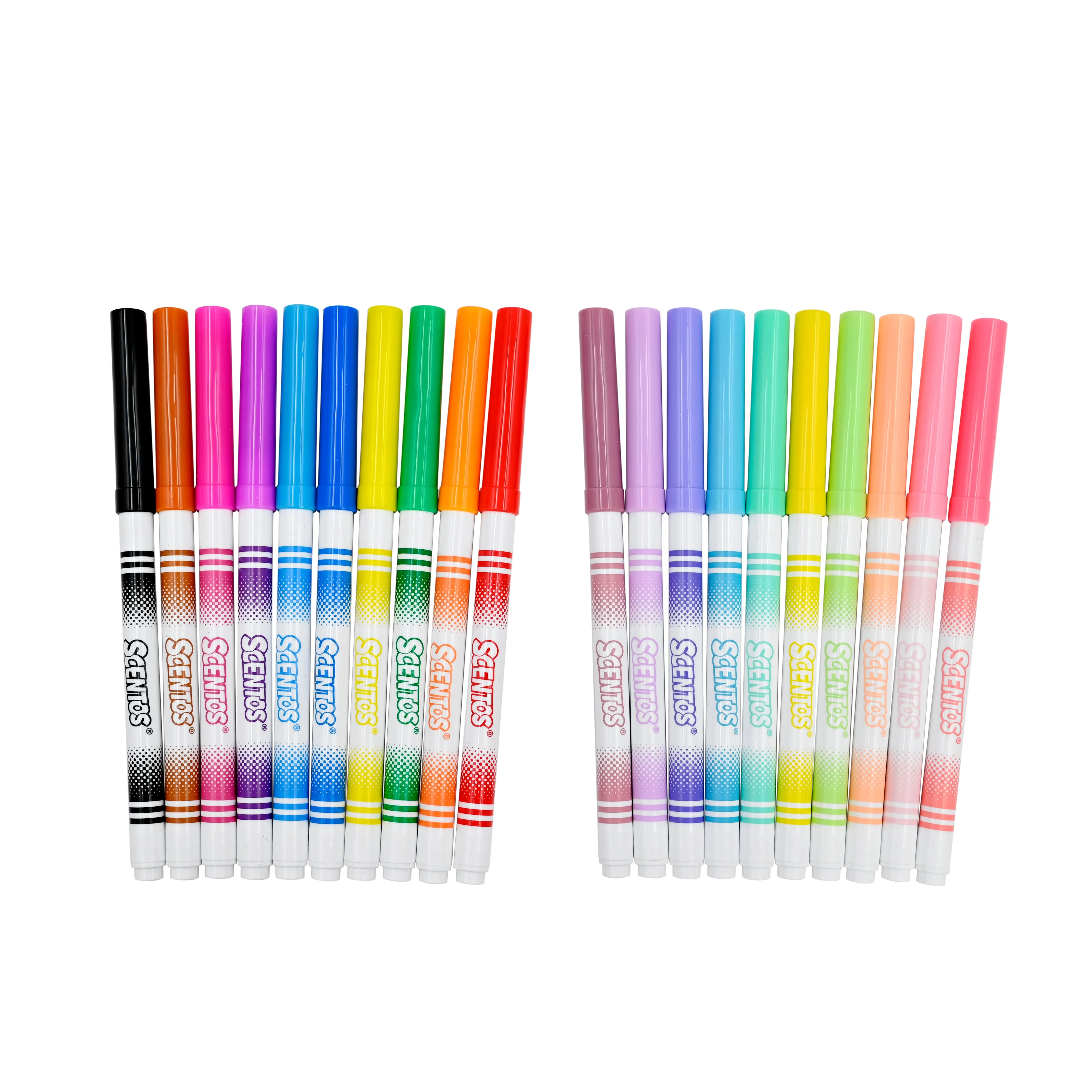 Scentos Scented Fine Line Markers (Bold & Pastel Colors), Pack Of 20