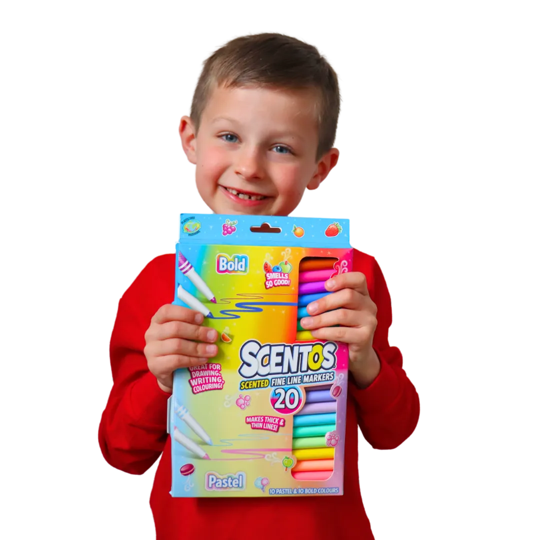 Scentos Scented Fine Line Markers (Bold & Pastel Colors), Pack Of 20