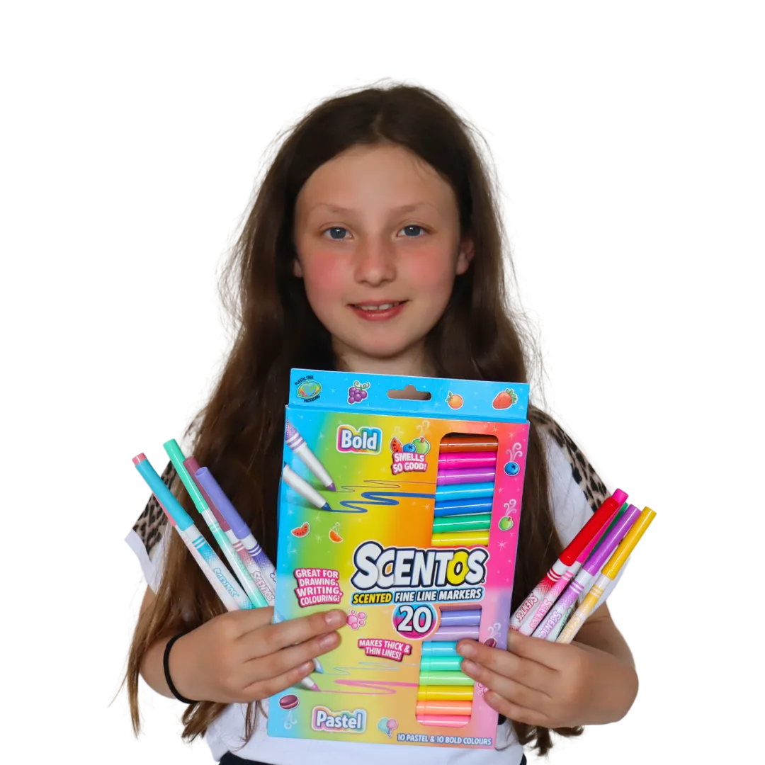 Scentos Scented Fine Line Markers (Bold & Pastel Colors), Pack Of 20