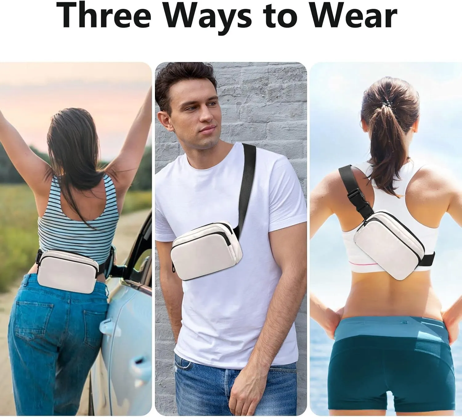 Seashell Fanny Packs for Women Men, Crossbody Bags Fashionable Running Waist Packs with Adjustable Strap for Traveling Seashell