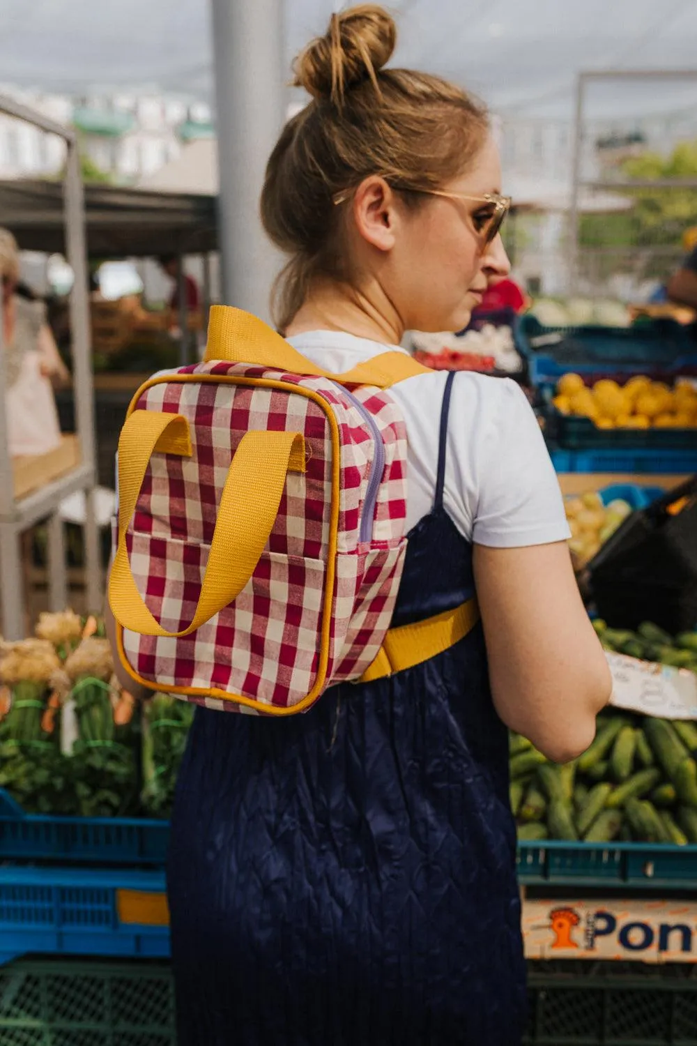 Small Backpack | Gingham | Red Plum