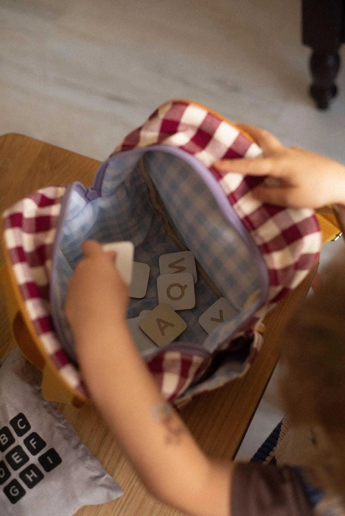 Small Backpack | Gingham | Red Plum