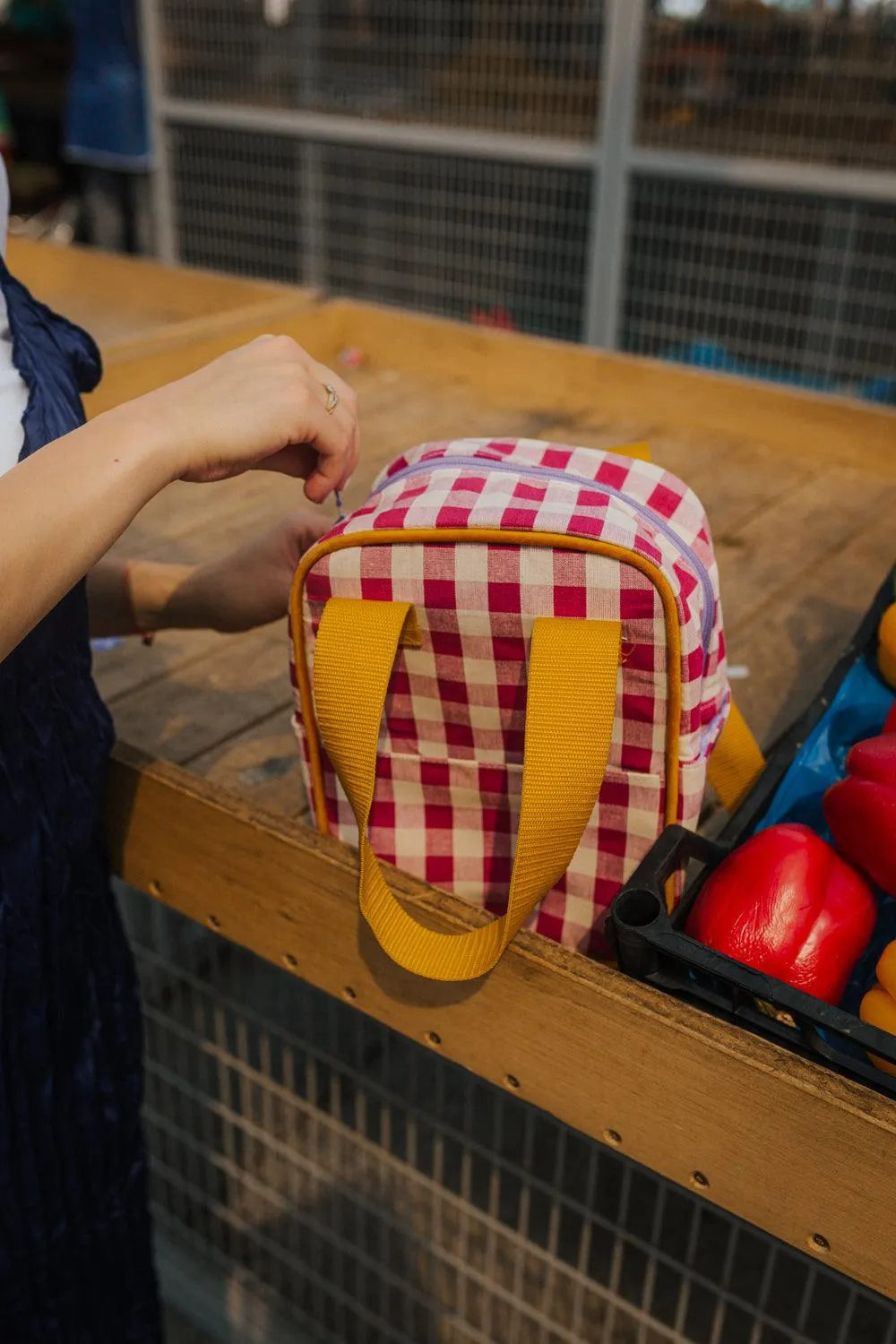 Small Backpack | Gingham | Red Plum
