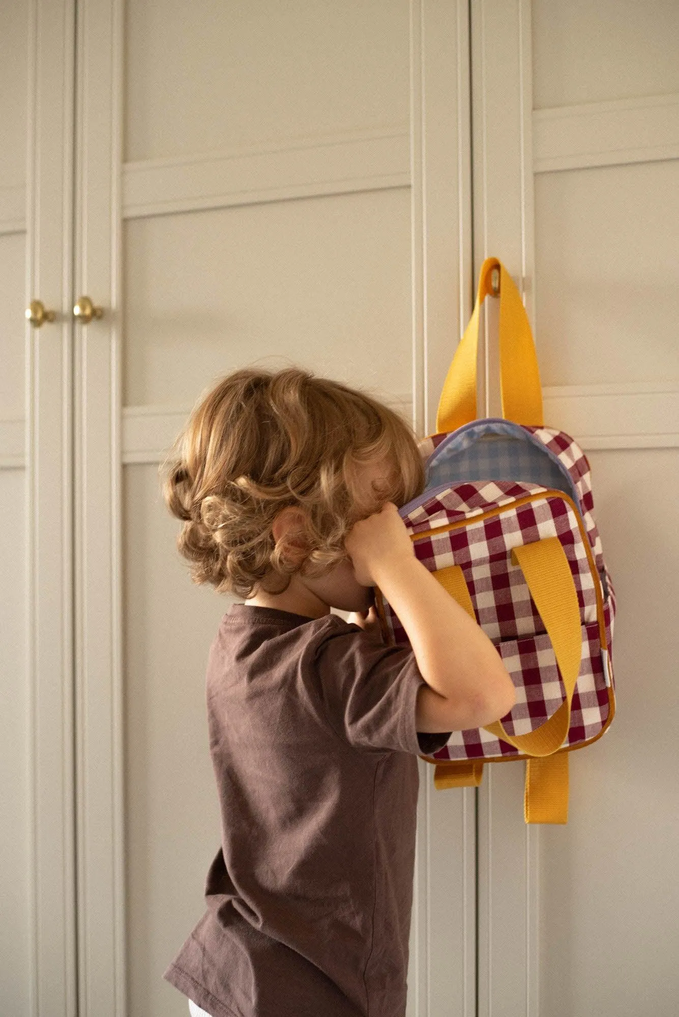 Small Backpack | Gingham | Red Plum