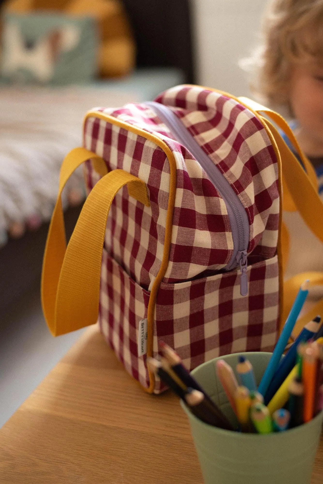 Small Backpack | Gingham | Red Plum