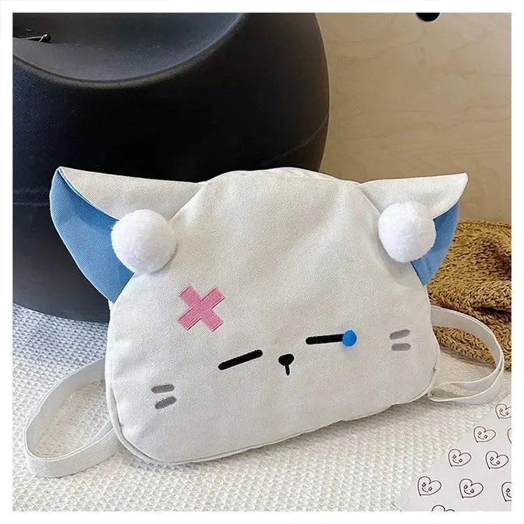 Sohiwoo Harajuku Funny Backpacks Women Embroidered Cartoon Cat Crossbody Shoulder Bags Female Large Capacity Students Bolso Mujer