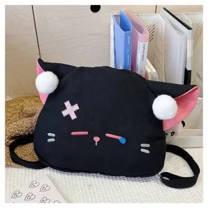 Sohiwoo Harajuku Funny Backpacks Women Embroidered Cartoon Cat Crossbody Shoulder Bags Female Large Capacity Students Bolso Mujer